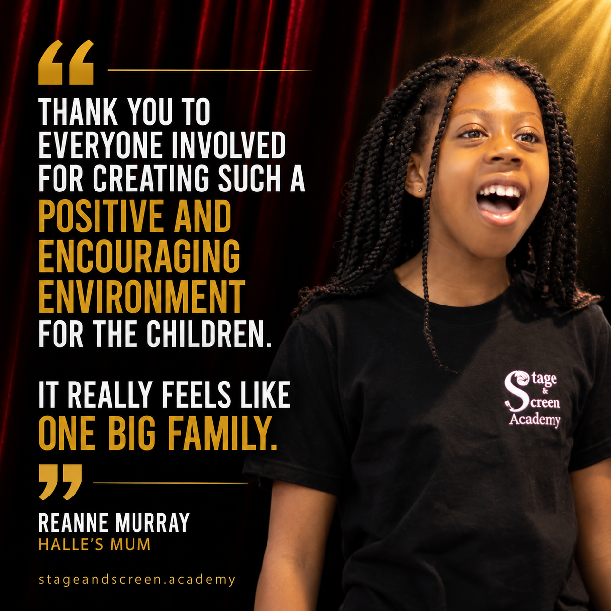 Thank you to everyone involved for creating such a positive and encouraging environment for the children. It really feels like one big family.